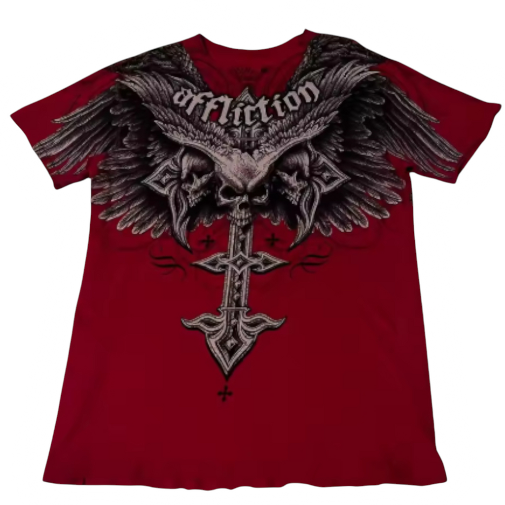 Affliction red skull tshirt