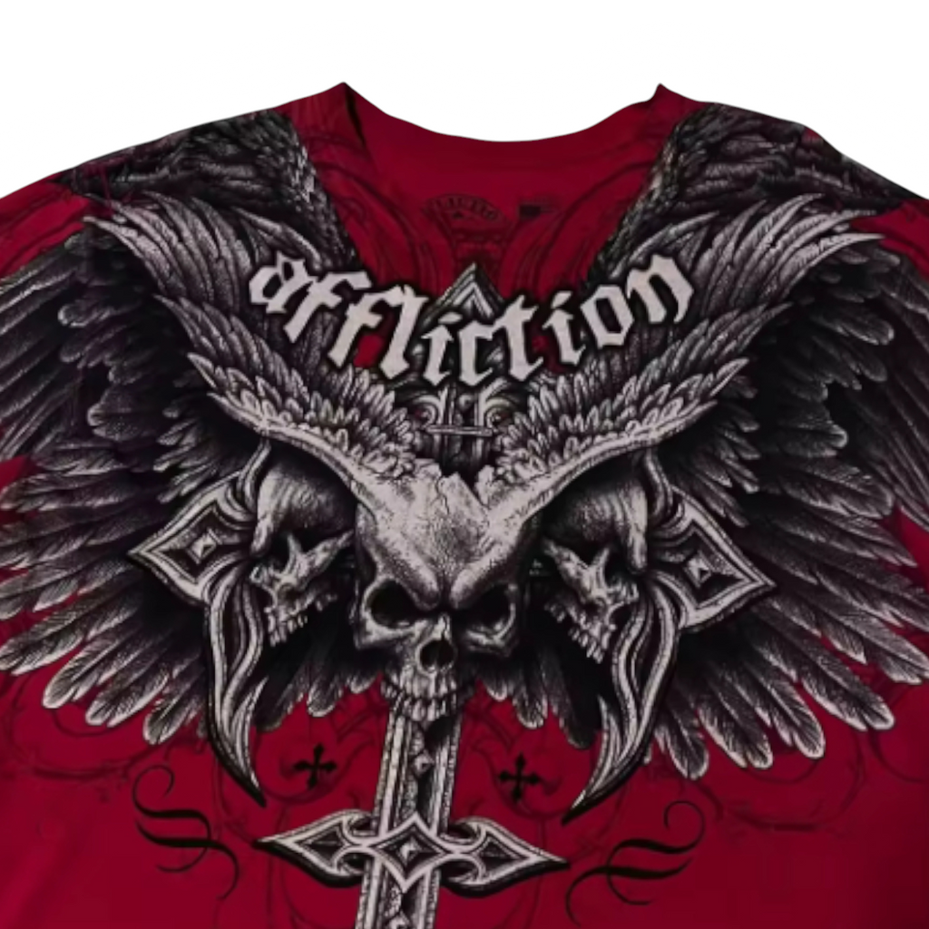 Affliction red skull tshirt